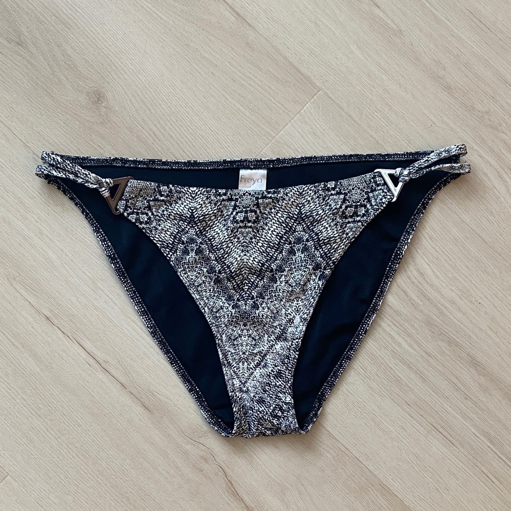Freya Viper Snake-Print String Bikini Bottom with Metal Side Accents